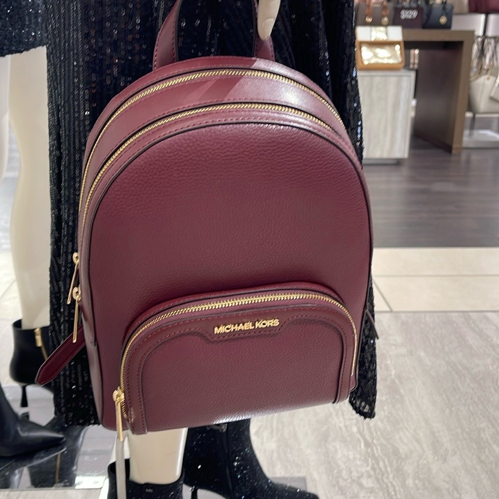Michael Kors Jaycee Medium Pebbled Leather Backpack
 Oxblood/Golden 
NWT - Picture 6 of 16
